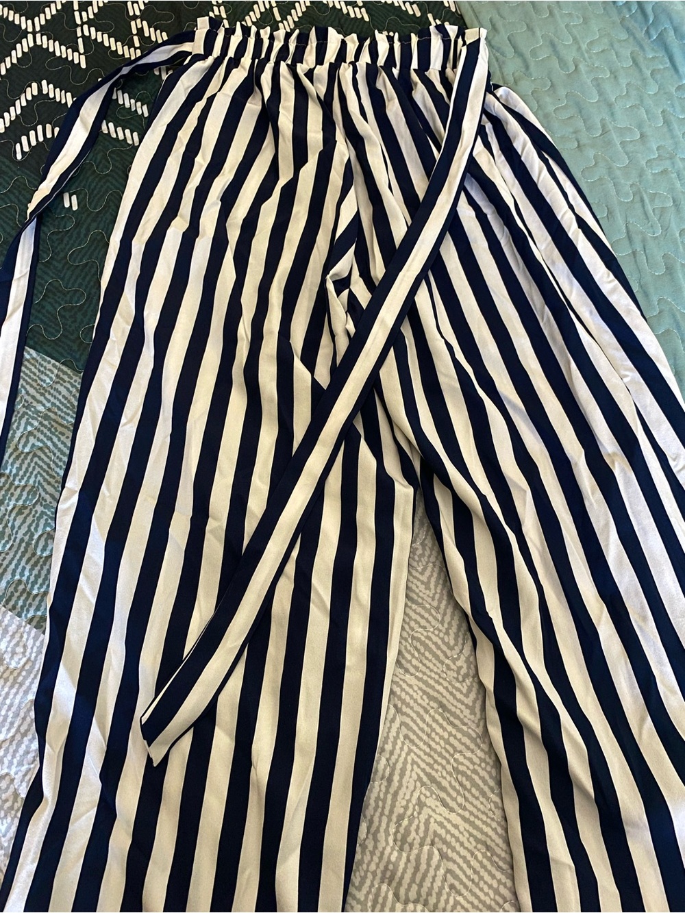 SHEIN Navy and White Striped Jumpsuit or Romper